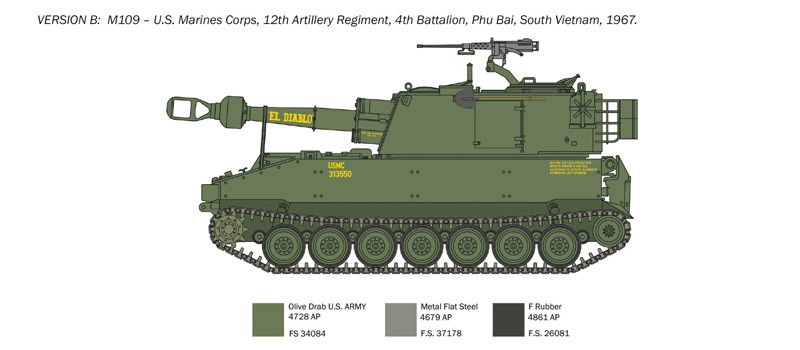 1/35 САУ M109 A2/A3/G самохідна артилерійська установка (Italeri 6589), збірна модель