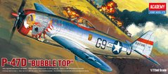 1/72 Republic P-47D Thunderbolt "Bubble Top" американский истребитель (Academy 12491), сборная модель