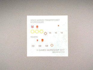 Space Marines Intercessors Transfer Sheet, декаль для мініатюр Warhammer 40000 (Games Workshop)
