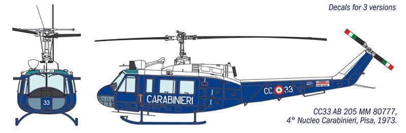 1/48 Поліцейський гелікоптер AB 205 Arma dei Carabinieri (Italeri 2739), збірна модель
