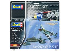 1/72 Самолеты Messerschmitt Me-262 и P-51B Mustang, две модели + клей, краски и кисть (Revell 63711), сборные модели