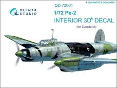 1/72 Обьемная 3D декаль для самолета Пе-2, интерьер (Quinta Studio QD72001)