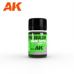 Смывка цвета темная сепия, эмалевая, 35 мл (AK Interactive AK324 Dark Sepia Pin Wash)
