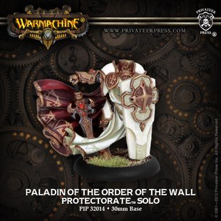 Paladin Order of the Wall, Protectorate of Menoth, мініатюра Warmachine (Privateer Press Miniatures PIP-32014), збірна металева нефарбована