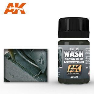 Смывка для Panzer Grey сине-коричневая, 35 мл (AK Interactive AK070 Brown-Blue Wash for Panzer Grey)