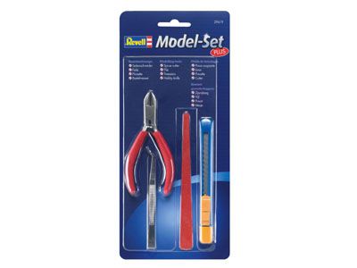 Модельный набор инструментов Revell: кусачки, нож, пинцет и натфиль