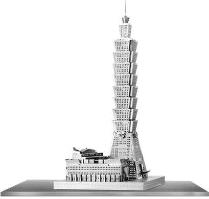 Taipei 101, збірна металева модель (IconX ICX007) 3D-пазл + пінцет