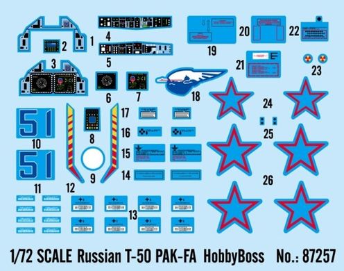 1/72 Сухой Т-50 ПАК-ФА российский самолет (HobbyBoss 87257), сборная модель