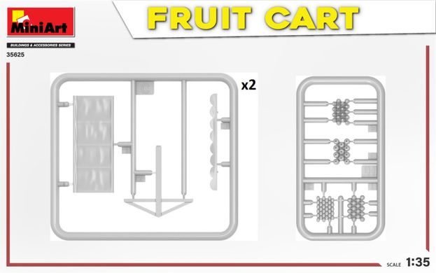 1/35 Рыночная телега с фруктами, сборная пластиковая (Miniart 35625)