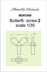 1/35 Винт-барашек #2, 2.0 х 1.2 мм * 100 штук (Metallic Details MDR3508) Butterfly screw #2