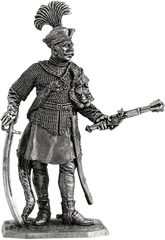 54 мм Ротмистр гусарской хоругви, Речь Посполитая, начало 17 века (EK Castings M-261), коллекционная оловянная миниатюра