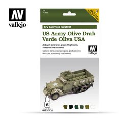 Набор красок для модуляции "US Army Olive Drab", 6 штук по 8 мл (Vallejo 78402), акрил