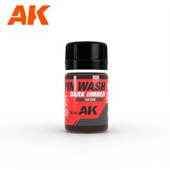 Змивка кольору темна умбра, емалева, 35 мл (AK Interactive AK325 Dark Umber Pin Wash)