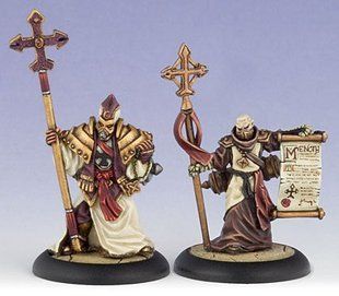 Choir Warpriest, Protectorate of Menoth, 2 мініатюри Warmachine (Privateer Press Miniatures 32005), збірні металеві