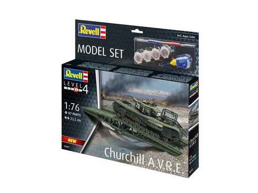 1/76 Инженерный танк Churchill A.V.R.E. с мостом, серия Model Set с краской и клеем (Revell 63297), сборная модель