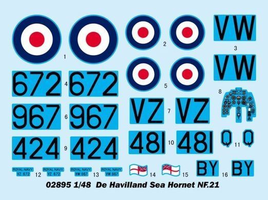 1/48 De Havilland Sea Hornet NF.21 британский морской самолет (Trumpeter 02895) сборная модель