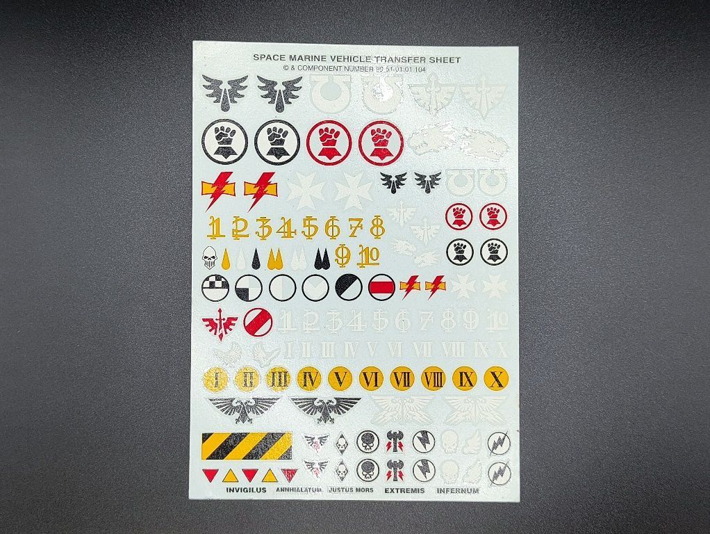 Planche De Transferts (décalcomanies) Pour Véhicules Space Marines - Warhammer 40k - Réf G724