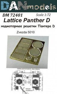1/72 Фототравление для Pz.Kpfw.V Ausf.D Panther: сетки МТО + прицел пулемета (DANmodels DM 72401)