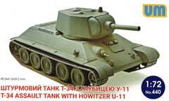 1/72 Т-34 штурмовий танк з гаубицею У-11 (UniModels UM 440), збірна модель