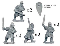 Темные века (Dark Ages) - Dismounted Norman Knights with swords (8) - Crusader Miniatures NS-CM-DAN010