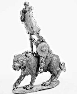 Mirliton Miniatures - Миниатюра 25-28 mm Fantasy - Barbarian Standard Bearer on Tiger - MRLT-BA029
