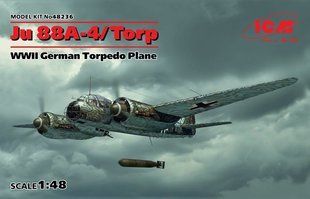 1/48 Junkers Ju-88A-4/Torp німецький бомбардувальник-торпедоносець (ICM 48236), збірна модель