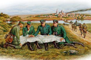 1/35 Німецькі офіцери на польовій нараді, 4 фігури (Hobbyboss 84414), збірні пластикові