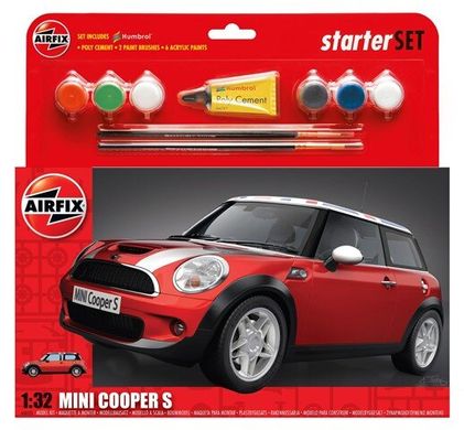 1/32 Автомобиль MINI Cooper S Starter Set (Airfix 50125) + клей + краска + кисточка