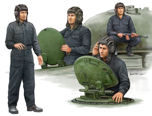 1/35 Советский танковый экипаж, 4 фигуры (Trumpeter 00435), сборные пластиковые