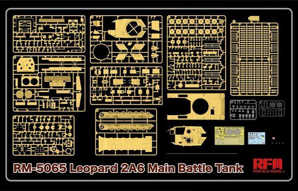 1/35&nbsp;Leopard 2A6 основний бойовий танк, з робочими гусеницями (Rye Field Model RM5065), збірна модель