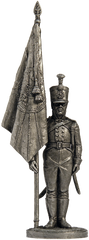 54 мм Підпрапорщик Псковського мушкетерського полку з полковим стягом, Росія 1803-06 років, колекційна олов'яна мініатюра (EK Castings NAP-22)