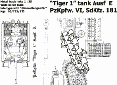 1/35 Траки для Pz.Kpfw.VI Ausf.E Tiger позднего типа с "Gleiskettenreifer", сборные металлические (Karaya MTR-02)