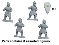 Темные века (Dark Ages) - Unarmoured Spearmen (8) - Crusader Miniatures NS-CM-DAB011