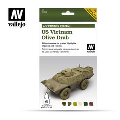 Набір фарб для модуляції "US Vietnam Olive Drab", 6 штук по 8 мл (Vallejo 78412), акрил