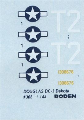1/144 Douglas C-47 Skytrain военно-транспортный самолет (Roden 308) сборная модель