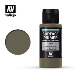 Vallejo 73608 Грунтовка Оливковая акрил-полиуретановая, 60 мл (US Olive Drab Surface Primer Acrylic-Polyurethane)