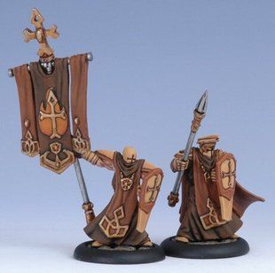Warmachine Protectorate of Menoth Temple Flameguard Officer and Standard Unit Attach (Blister pack) - Privateer Press Miniatures PRIV-PIP 32047