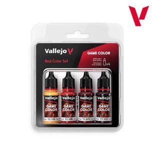 Набір фарб "Відтінки червоного: Red Color Set", 4 фарби по 18 мл, акрилові (Vallejo 72377 Game Color Paint Set)