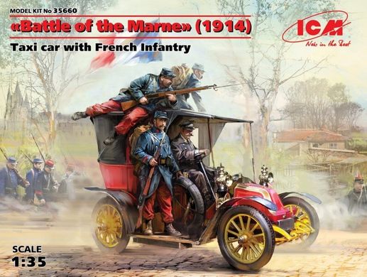 1/35 Битва на Марні 1914 року: автомобіль Renault AG з французькою піхотою (ICM 35660), збірні пластикові