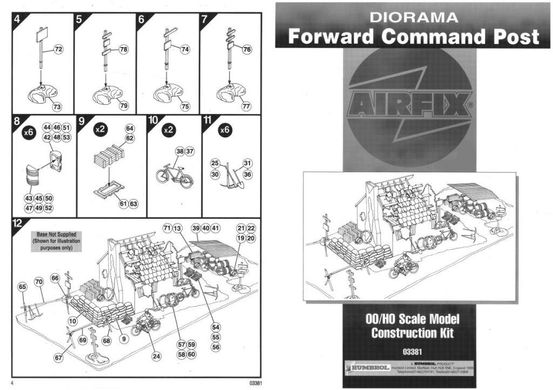 Airfix 03381 Forward Command Post 1/76 модель мотоцикла + разрушенное здание + 2 фигурки + аксессуары