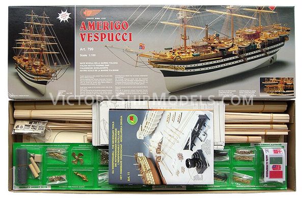 1/100 Учебное судно Amerigo Vespucci (Mantua Model 799) сборная деревянная модель