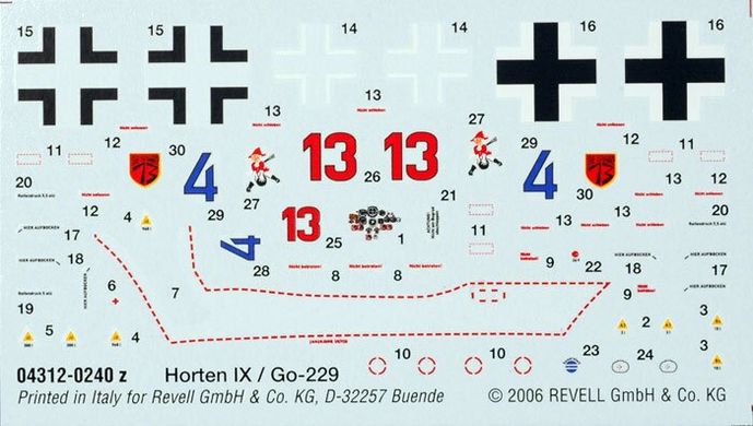 1/72 Horten Go-229 германский реактивный истребитель (Revell 04312), сборная модель