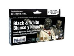 Набор красок "Черный и белый", акрил, 8 штук по 17 мл (Vallejo 70151) Black and White Paint Set