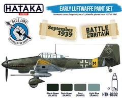 Набор красок "Авиация Люфтваффе раннего периода 1937-41 годов", 4 краски (Hataka BS-02 Blue Line) акрил под кисть