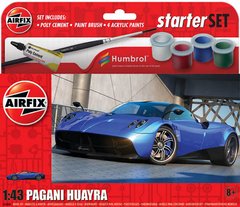 1/43 Автомобіль Pagani Huayra, серія Starter Set з фарбами та клеєм (Airfix A55008), збірна модель