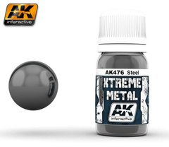 Металлик сталь, серия XTREME METAL, 30 мл (AK Interactive AK476), эмалевый