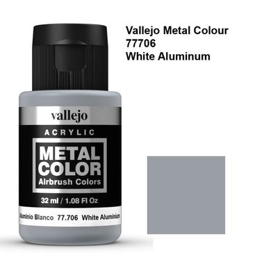 Vallejo 77706 Metal Color White Aluminium 32ml Белый Алюминий металлик акриловый, 32 мл