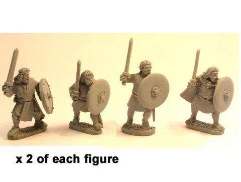 Темные века (Dark Ages) - Irish Noble Warriors with swords and shields (8) - Crusader Miniatures NS-CM-DAI006