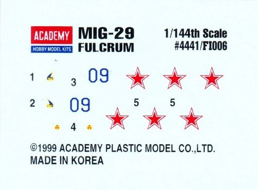 1/144 МіГ-29 багатоцільовий винищувач (Academy 12615), збірна модель