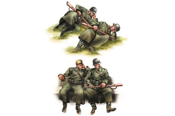 1/35 Германские солдаты на отдыхе, 4 фигуры (Hobby Boss 84420) сборные пластиковые